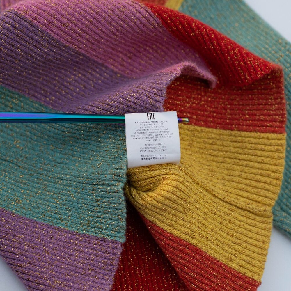 Stella McCartney Kids 4 Lurex Multicolor Stripe Rainbow Glitter Sweater Pullover - Picture 8 of 8